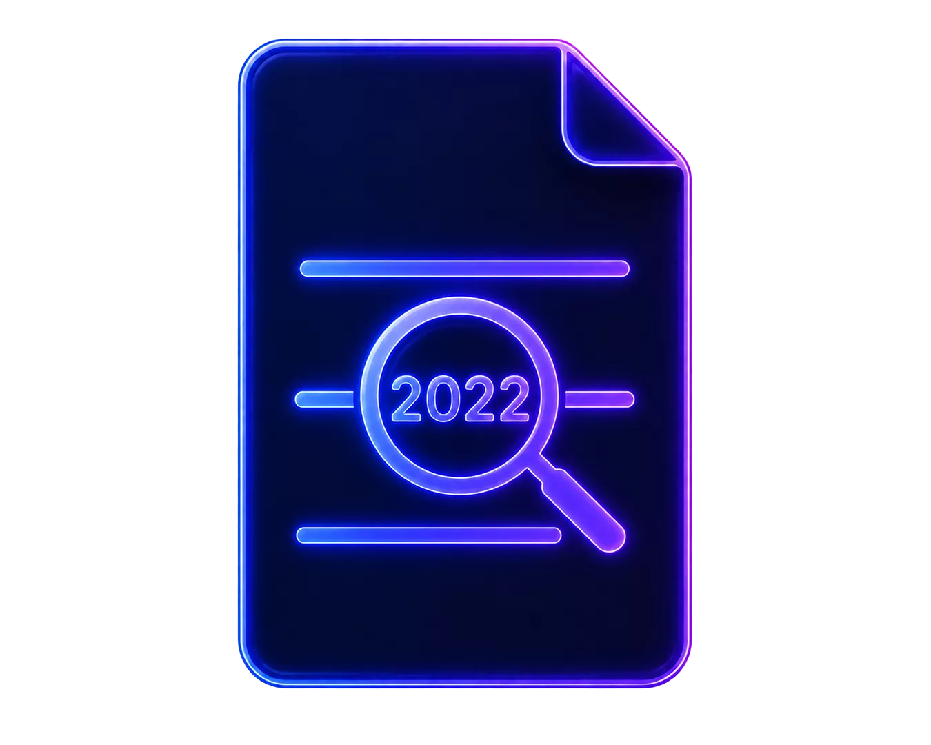 Document with magnifying glass highlighting outdated 2022 content