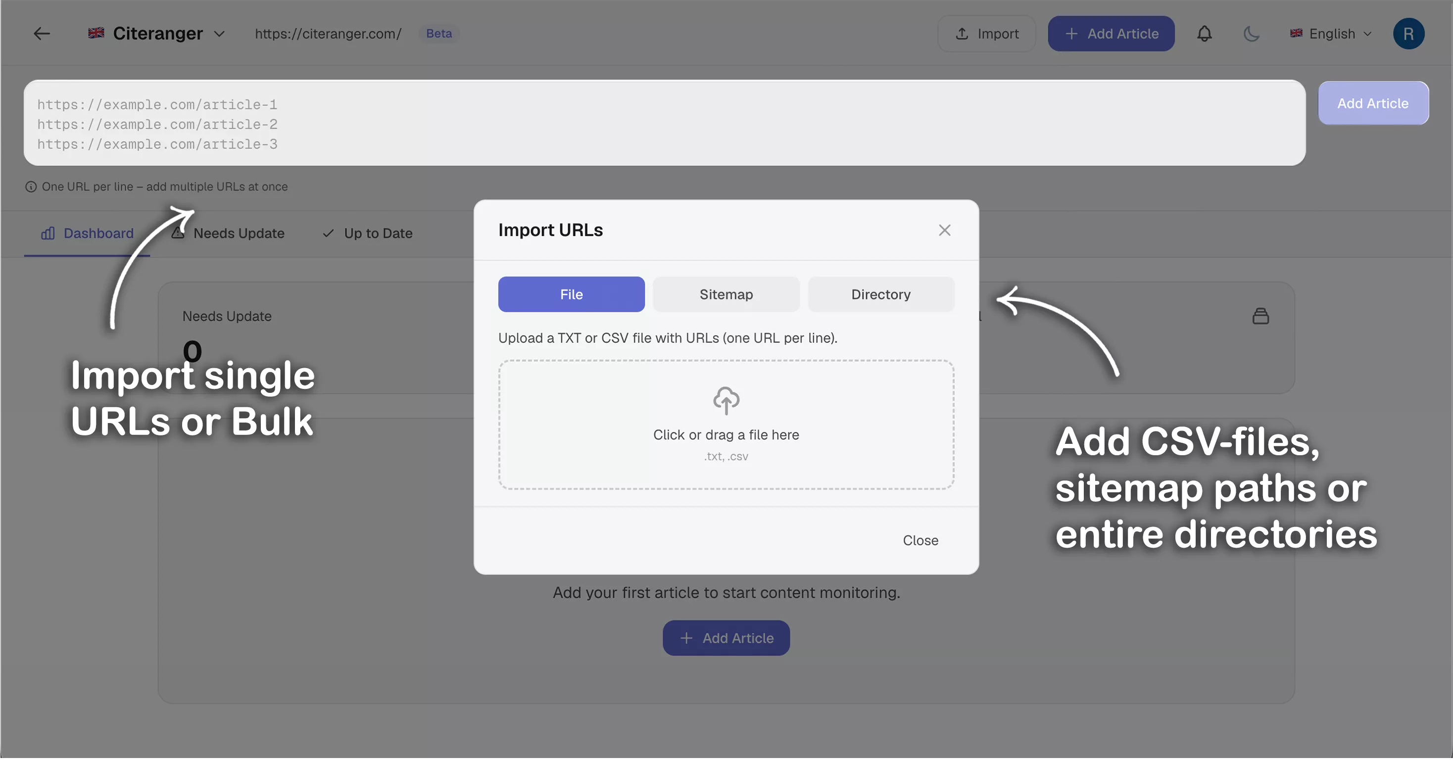 CiteRanger Import Interface